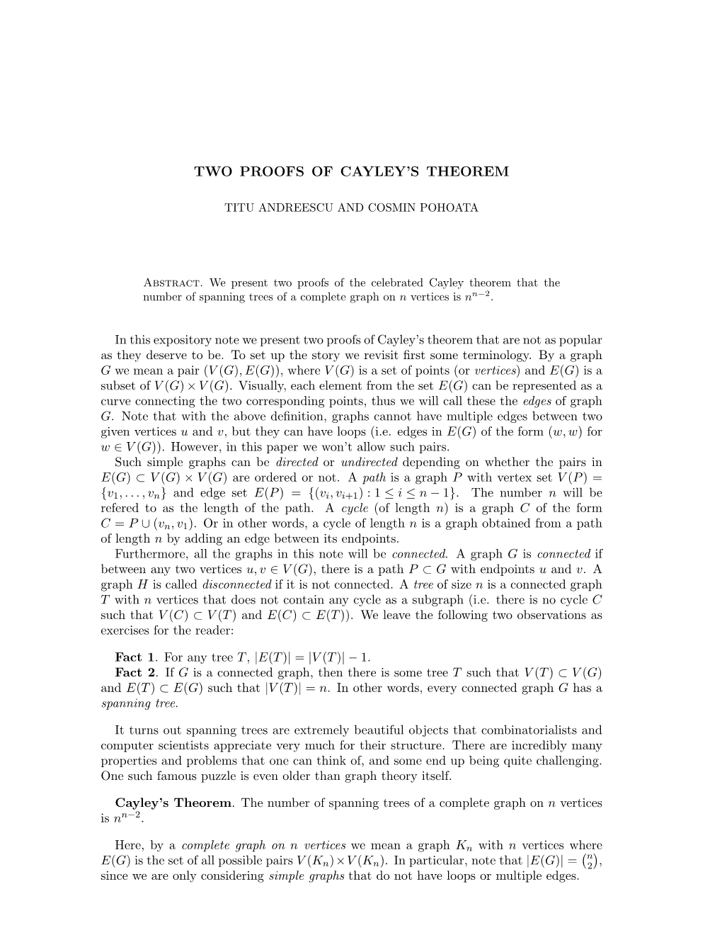 Two Proofs of Cayley's Theorem