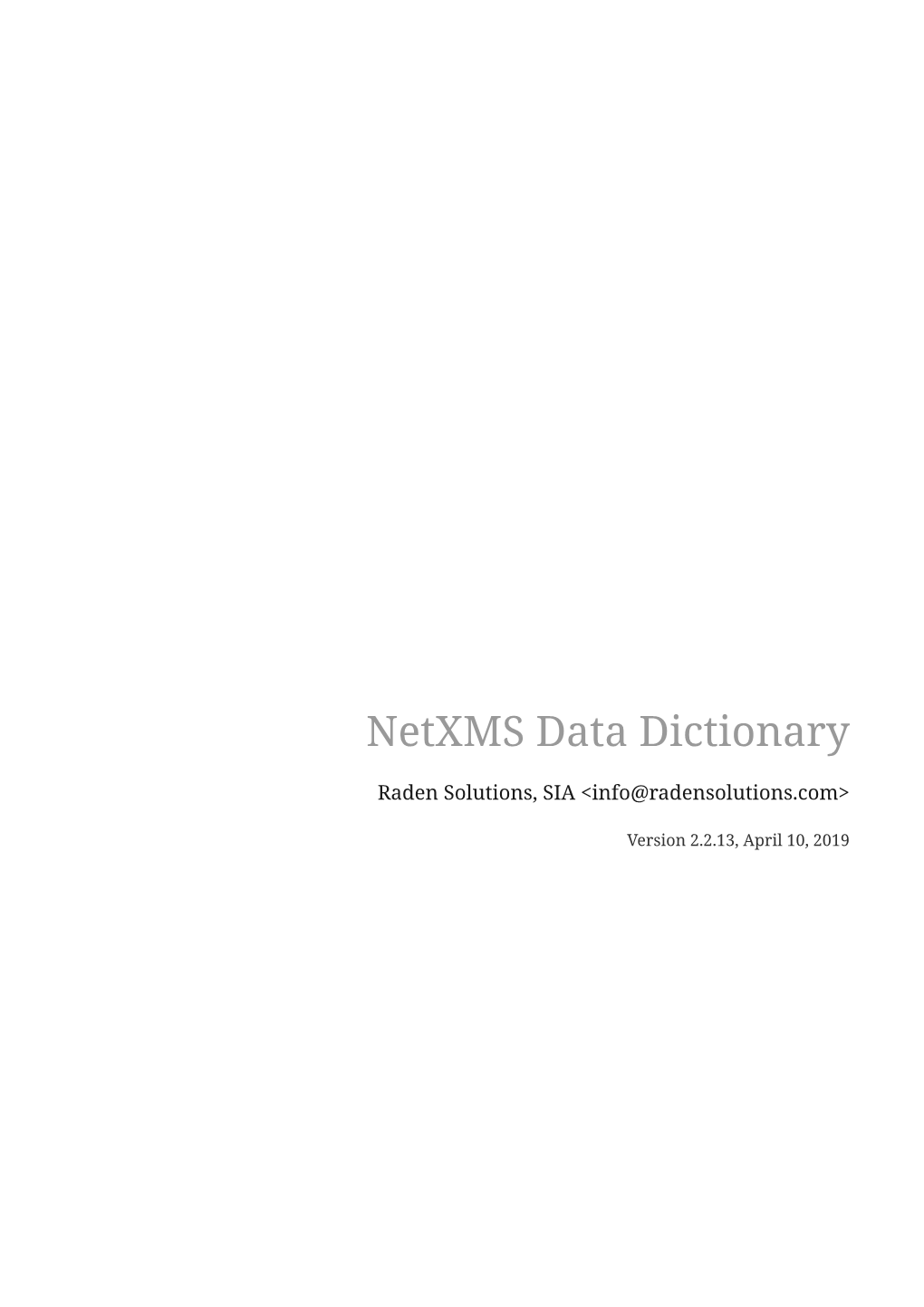 Netxms Data Dictionary