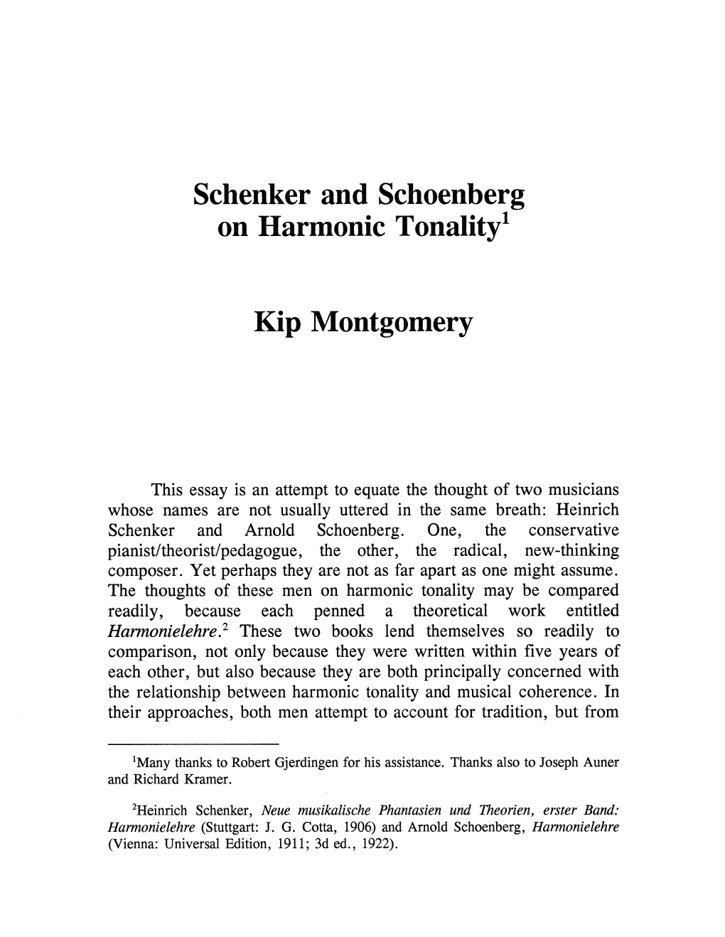 Schenker and Schoenberg on Harmonic Tonality!