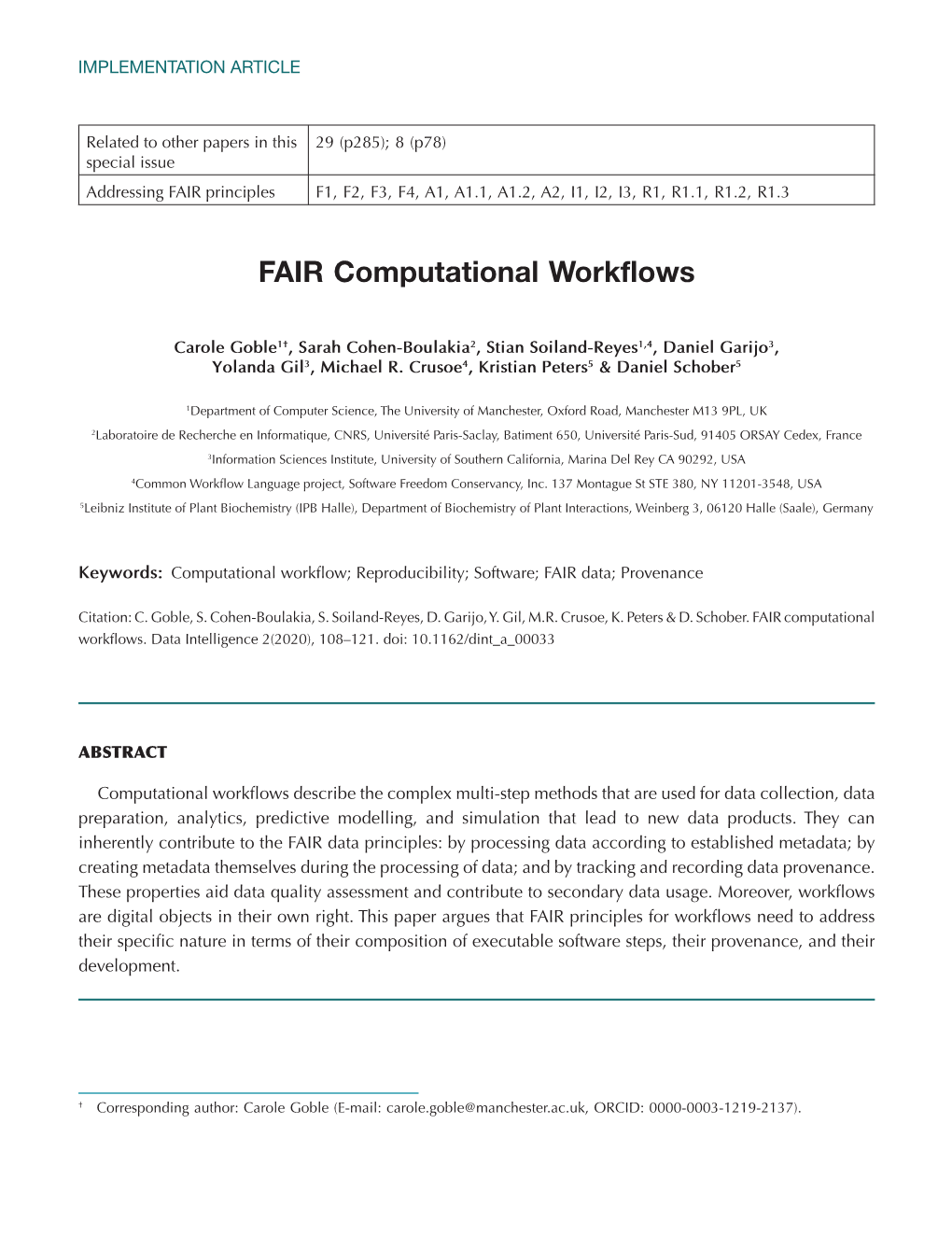 FAIR Computational Workflows