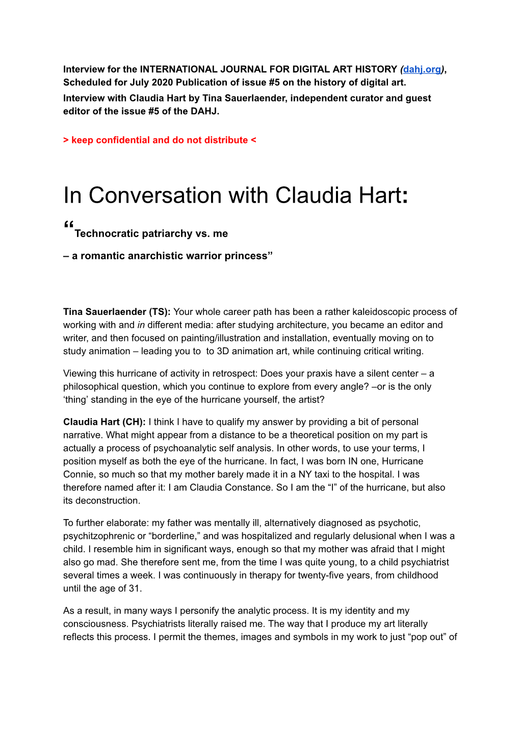 In Conversation with Claudia Hart