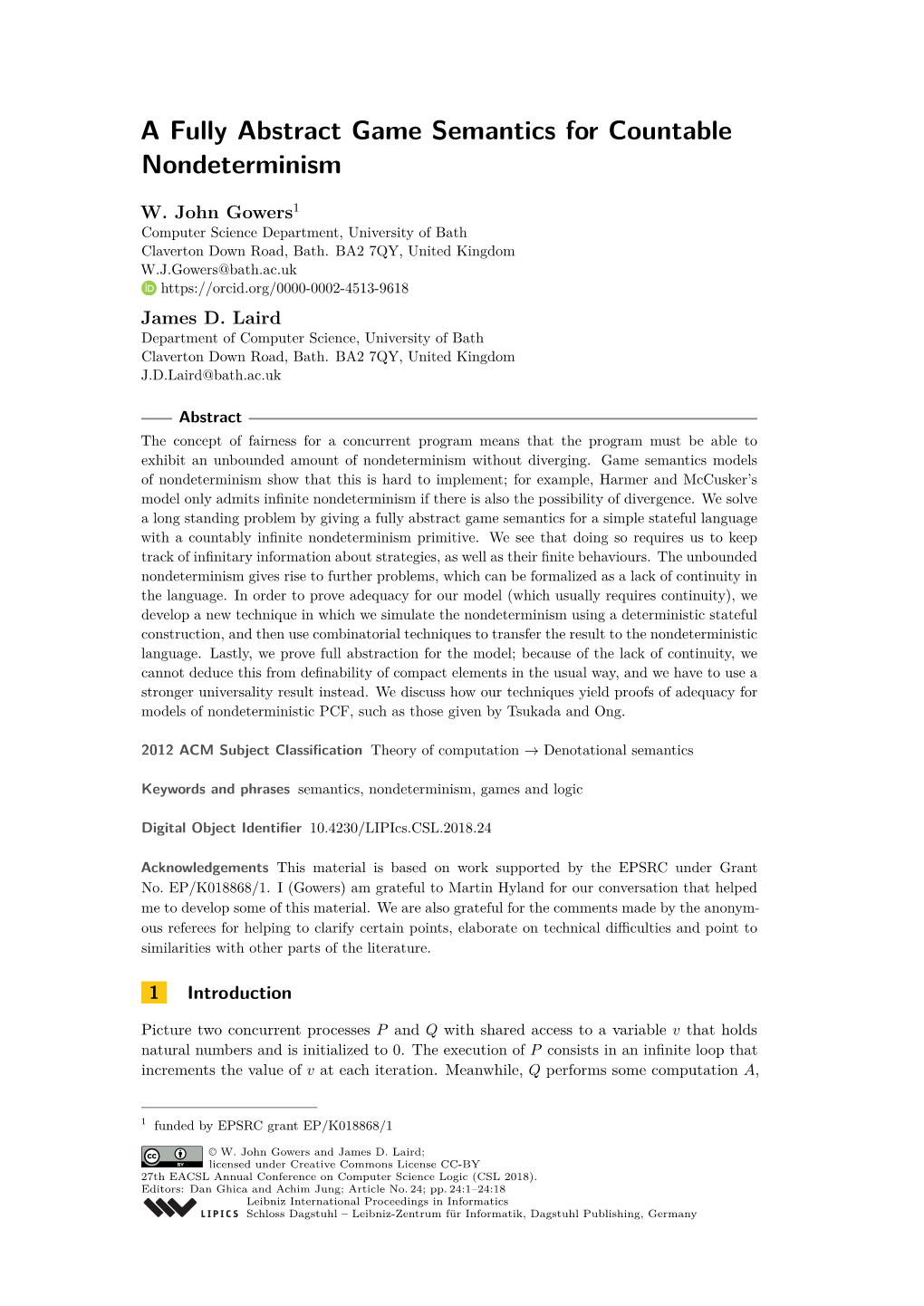 A Fully Abstract Game Semantics for Countable Nondeterminism