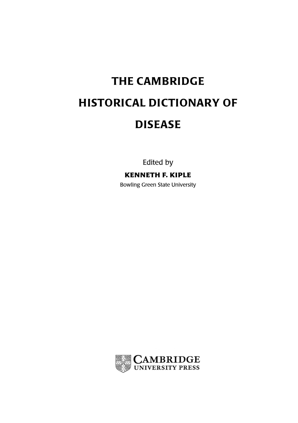 The Cambridge Historical Dictionary of Disease