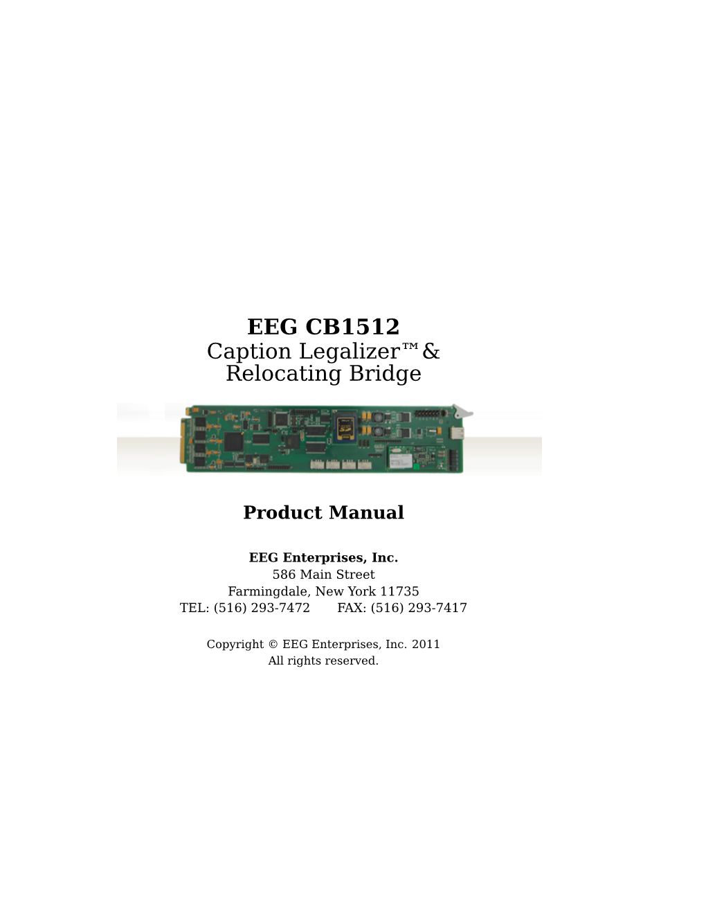 EEG CB1512 Caption Legalizer™& Relocating Bridge