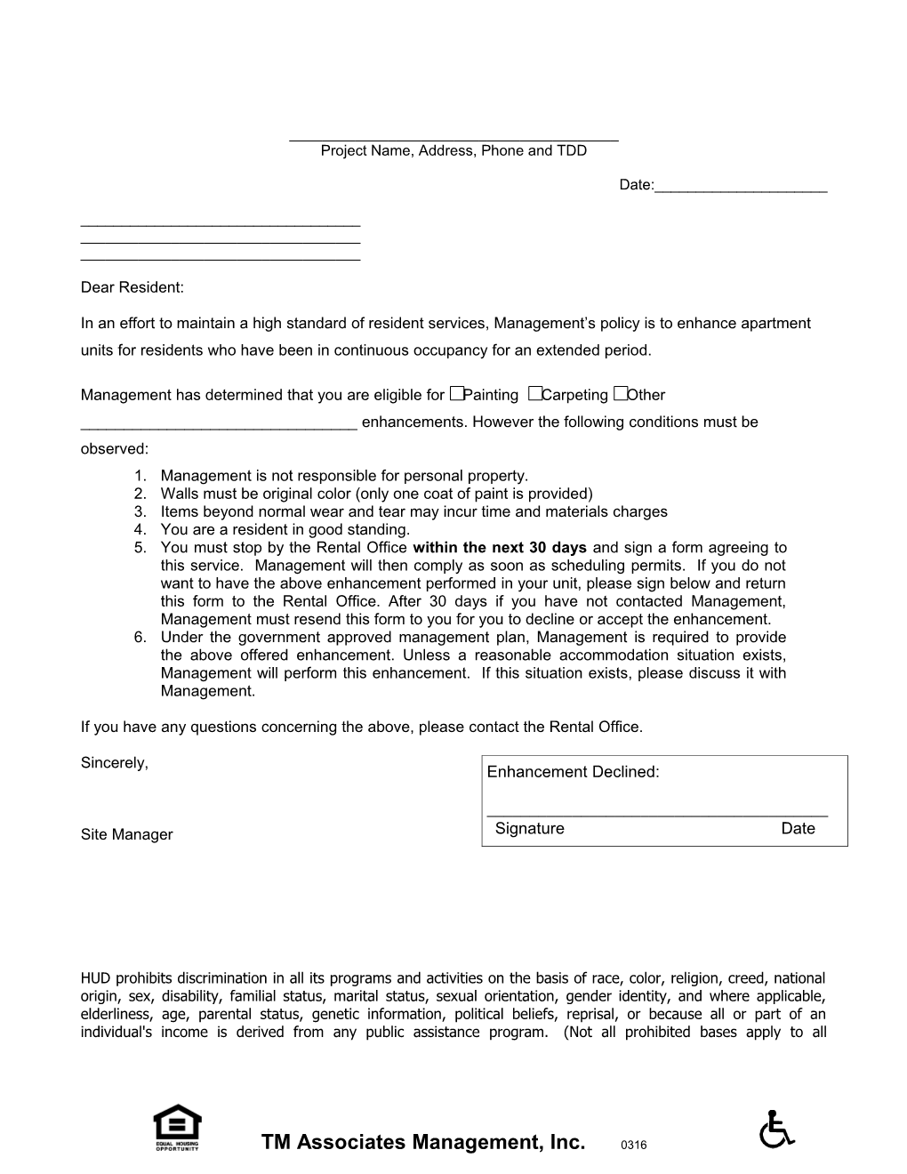 Apartment Enhancement Agreement