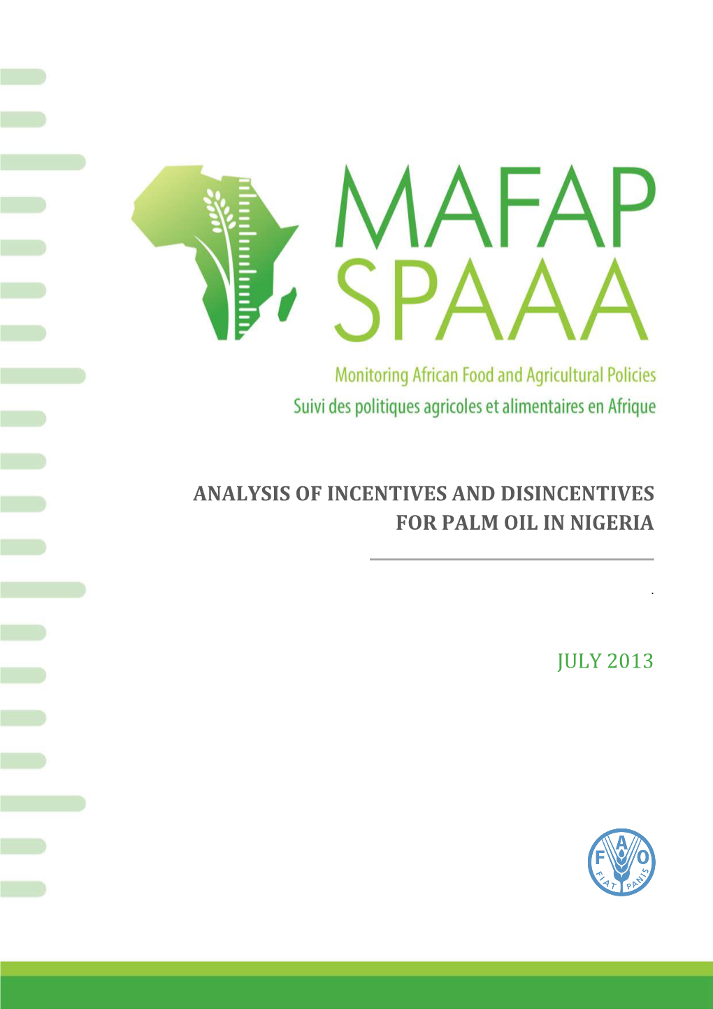 Analysis of Incentives and Disincentives for Palm Oil in Nigeria