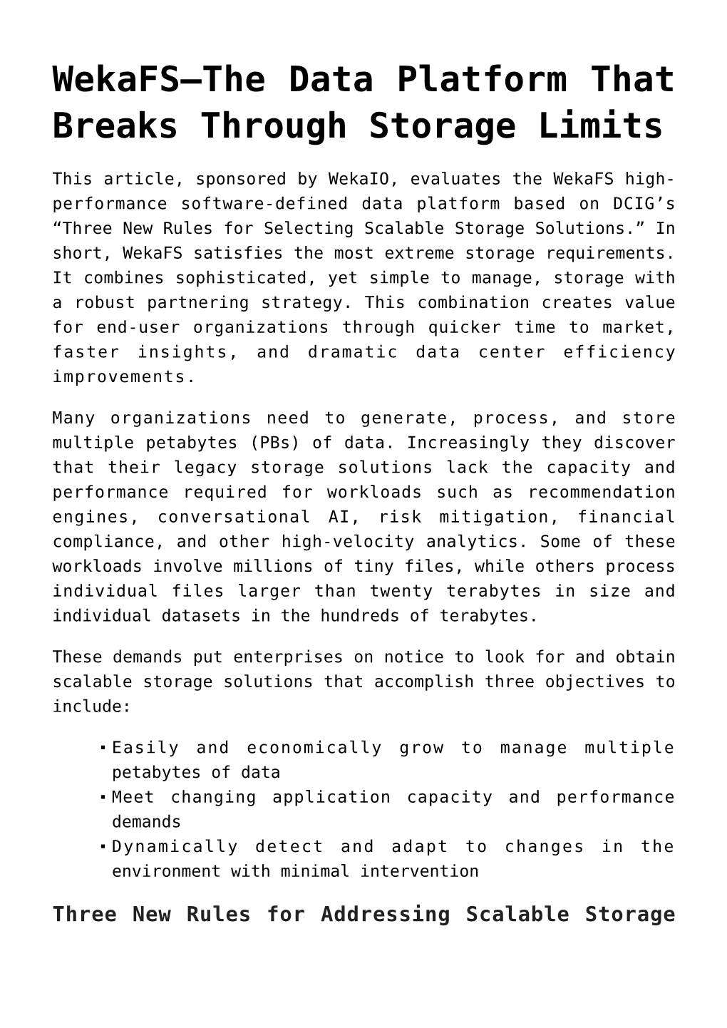 Wekafs—The Data Platform That Breaks Through Storage Limits