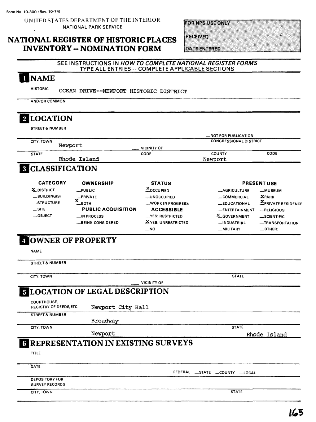 Uname Hlocation of Legal Description