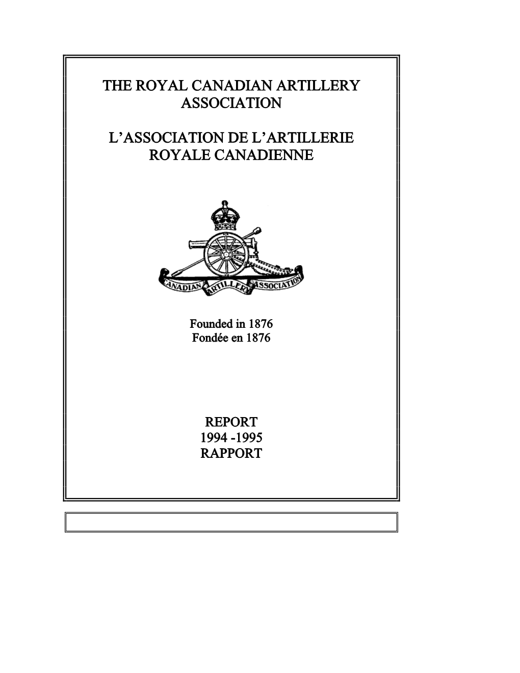 The Royal Canadian Artillery Association L'association De