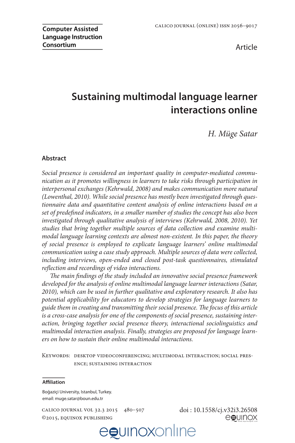 Sustaining Multimodal Language Learner Interactions Online