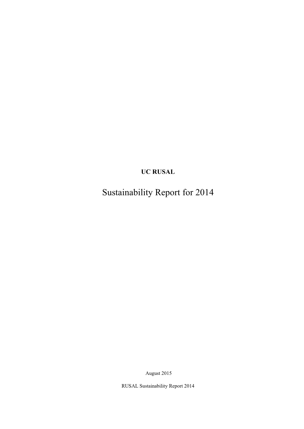 Sustainability Report for 2014