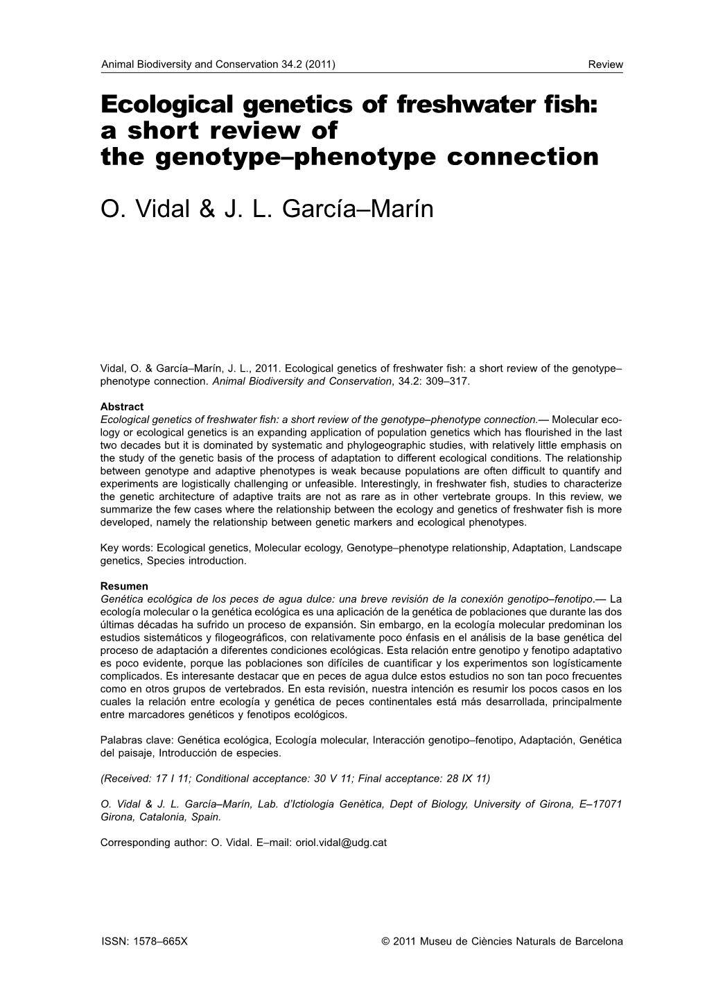 Ecological Genetics of Freshwater Fish: a Short Review of the Genotype–Phenotype Connection