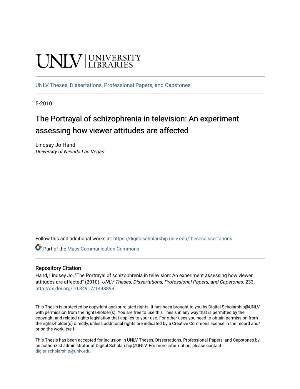 The Portrayal of Schizophrenia in Television: an Experiment Assessing How Viewer Attitudes Are Affected