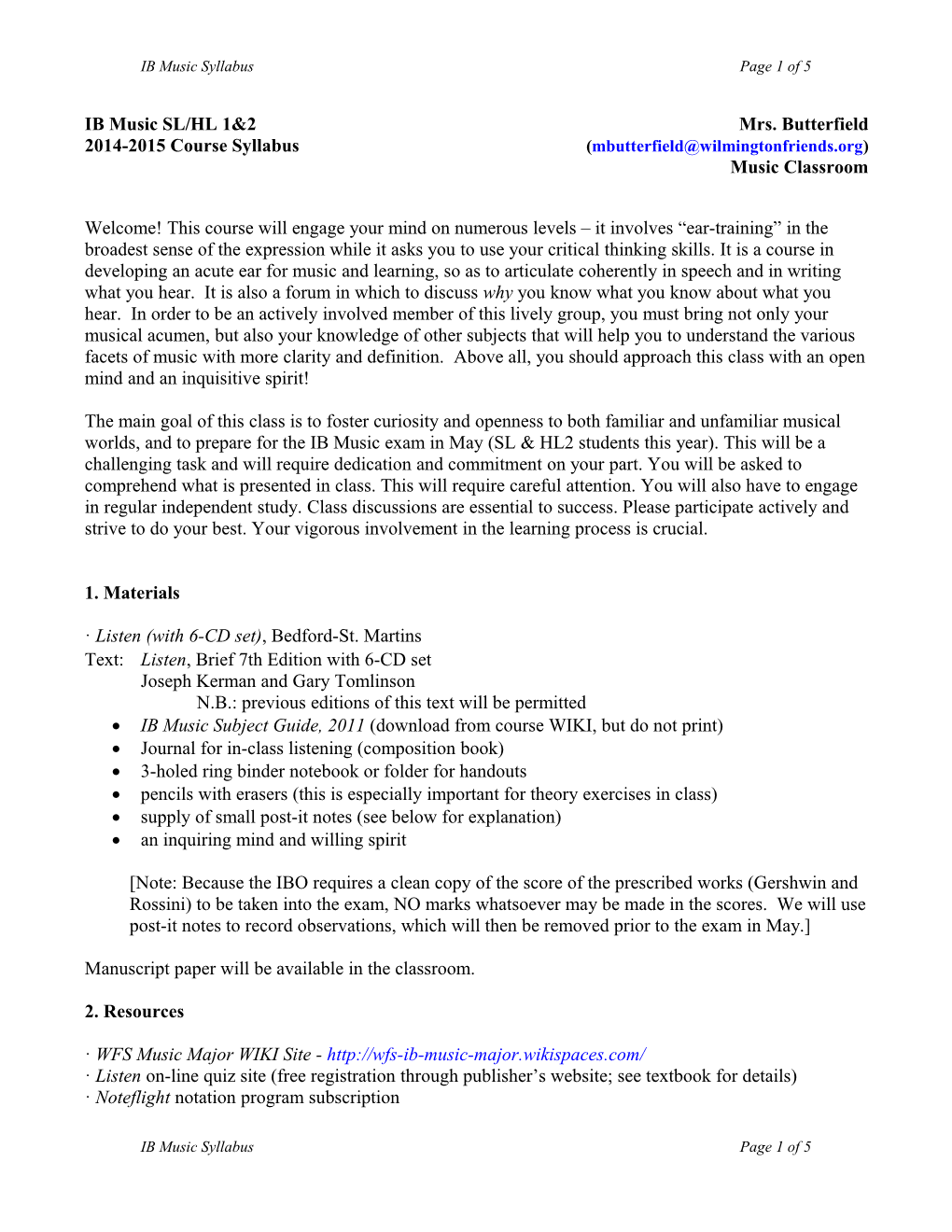 IB SL/Advanced Physics Course Syllabus 2011-12 Page 1 of 5