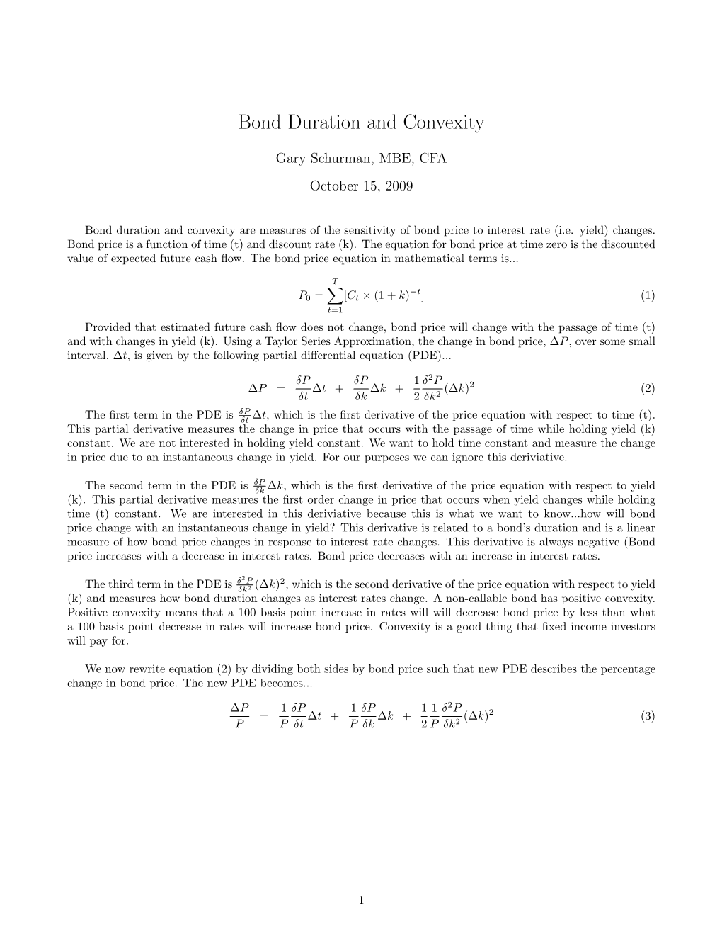 Bond Duration and Convexity