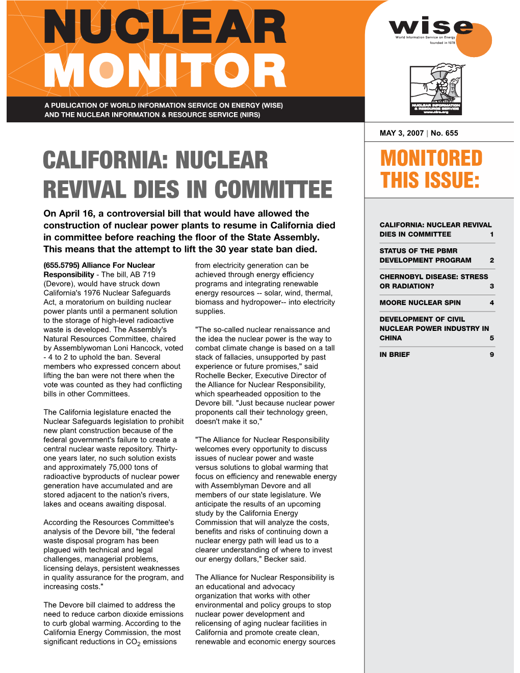 Nuclear Revival Dies in Committee