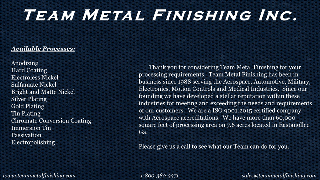 Team Metal Finishing Inc