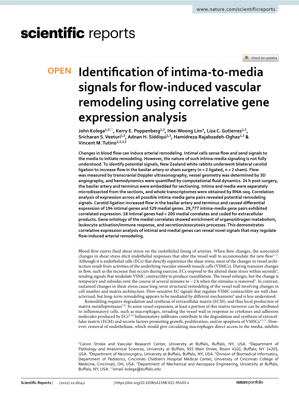 Identification of Intima-To-Media Signals for Flow-Induced Vascular Remodeling Using Correlative Gene Expression Analysis