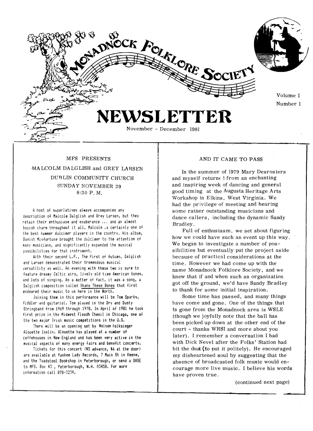 NEWSLETT'er November - December 1981