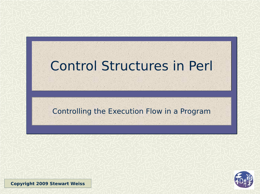 Control Structures in Perl