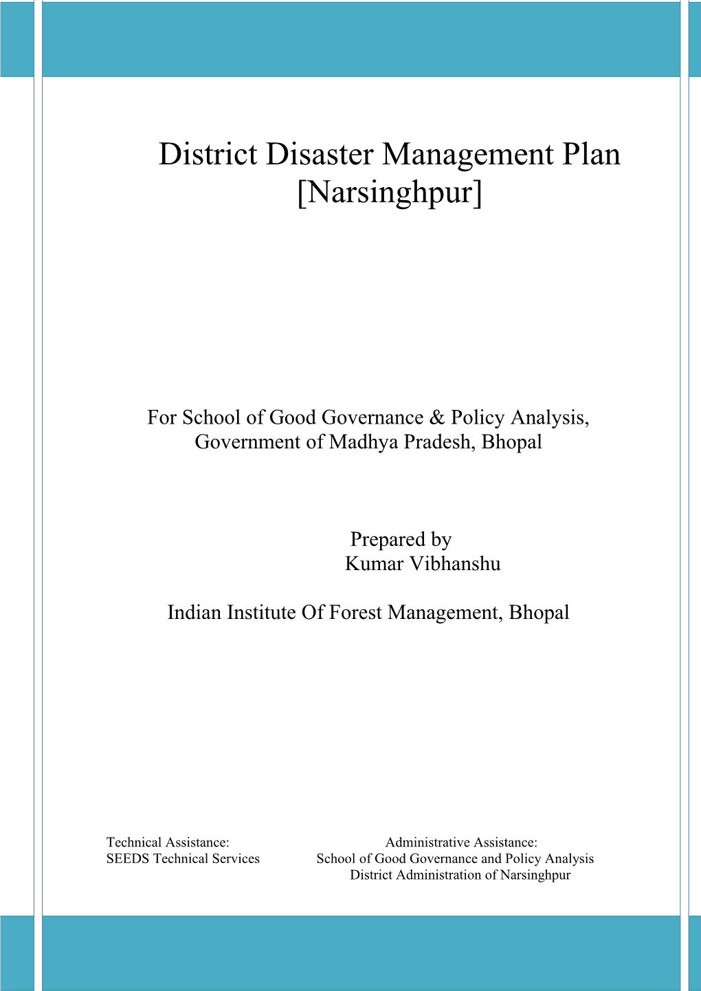 District Disaster Management Plan [Narsinghpur]