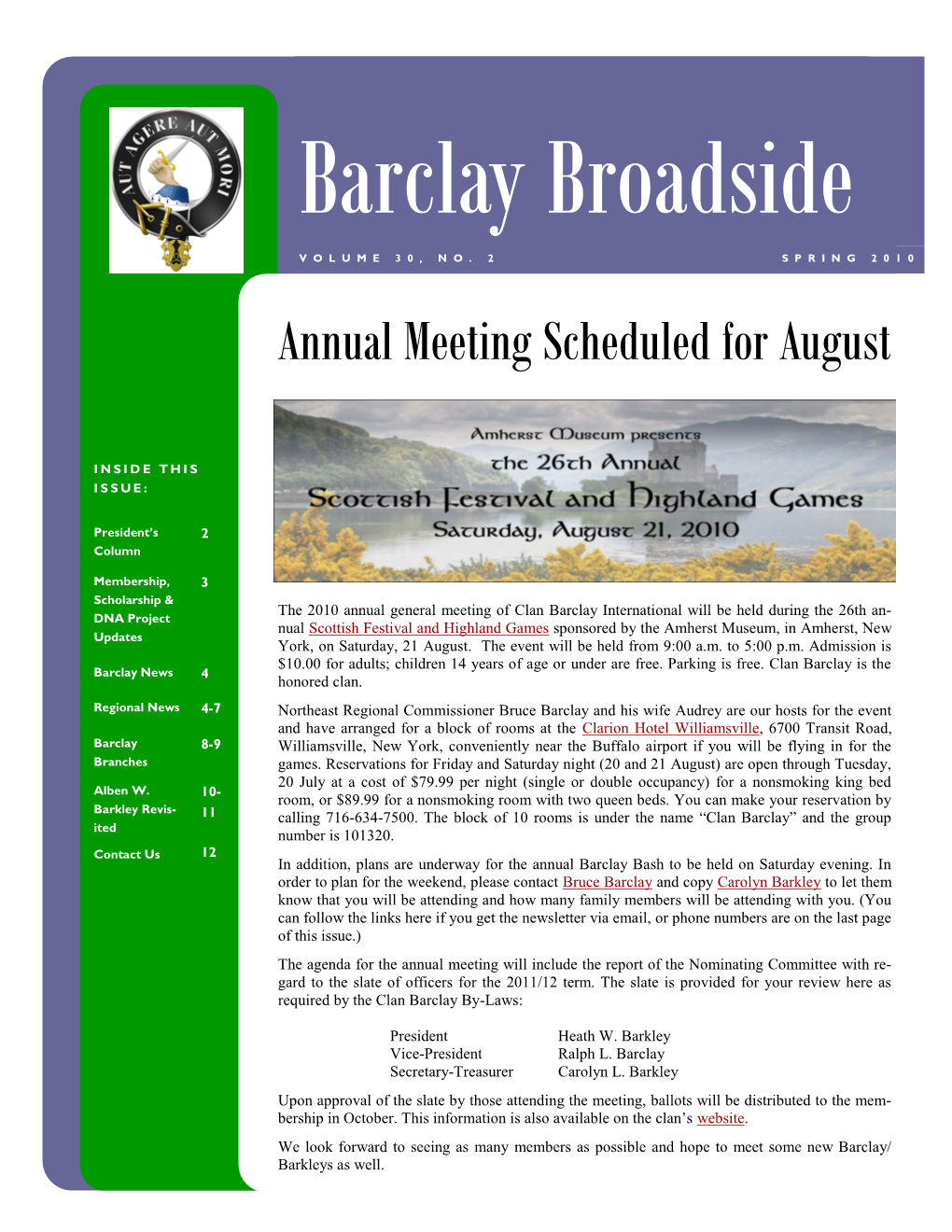 Annual Meeting Scheduled for August