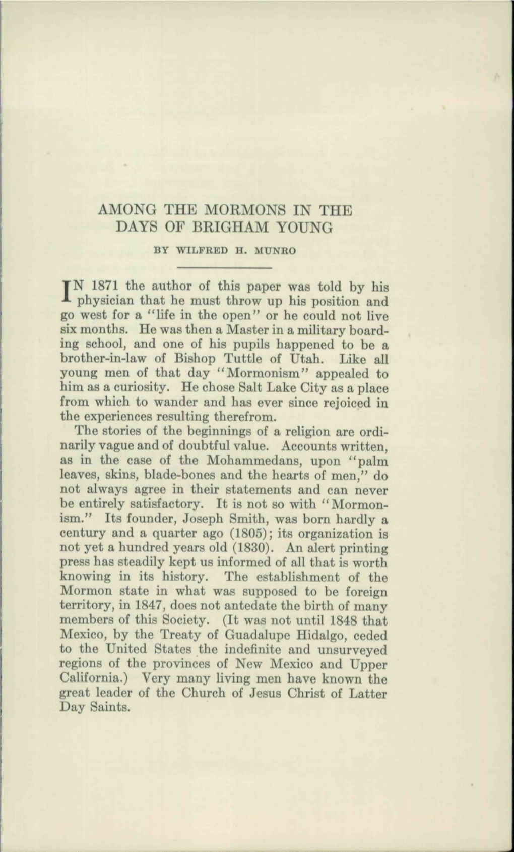 Among the Mormons in the Days of Brigham Young by Wilfred H