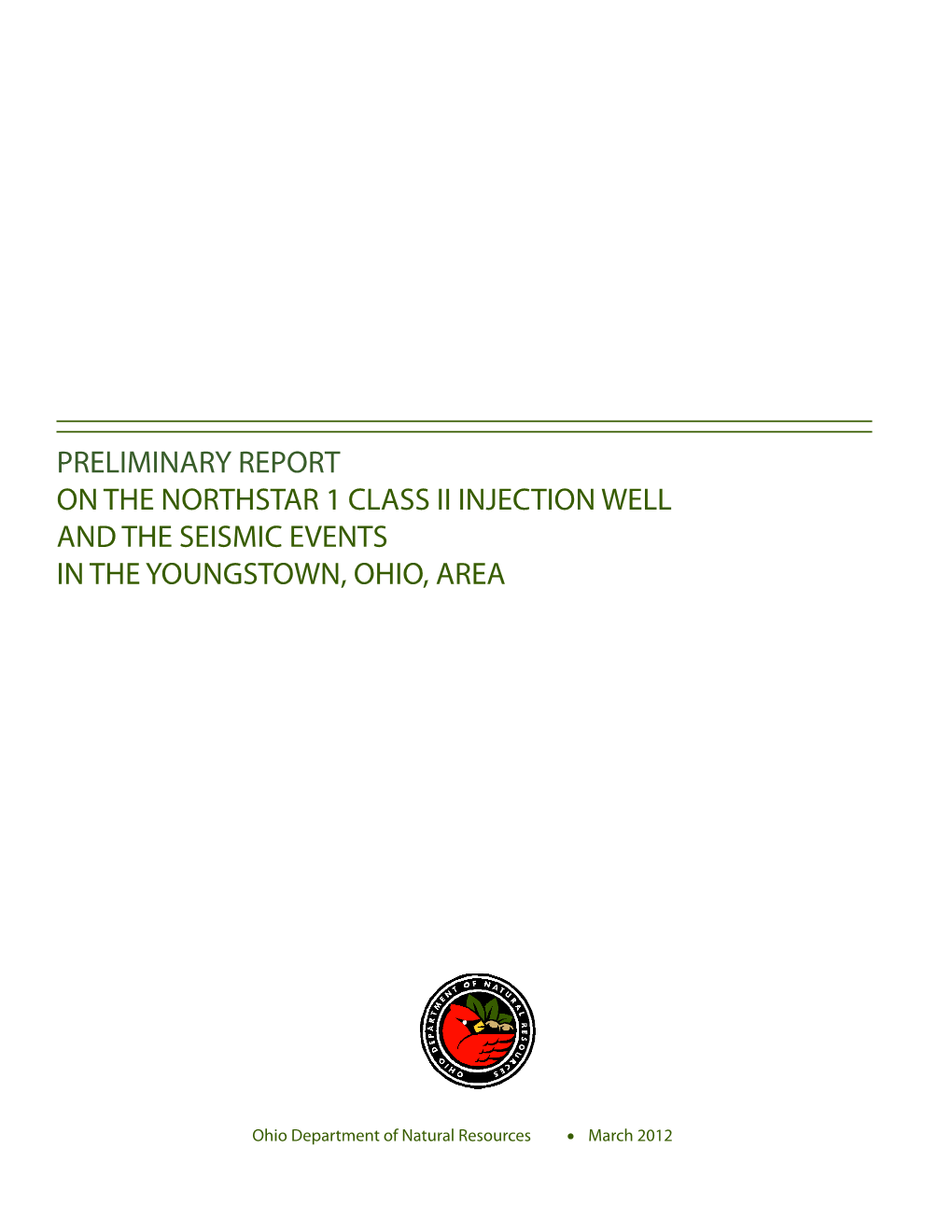 Preliminary Report on the Northstar 1 Class Ii Injection Well and the Seismic Events in the Youngstown, Ohio, Area