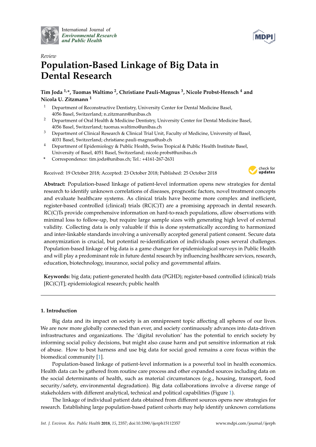 Population-Based Linkage of Big Data in Dental Research