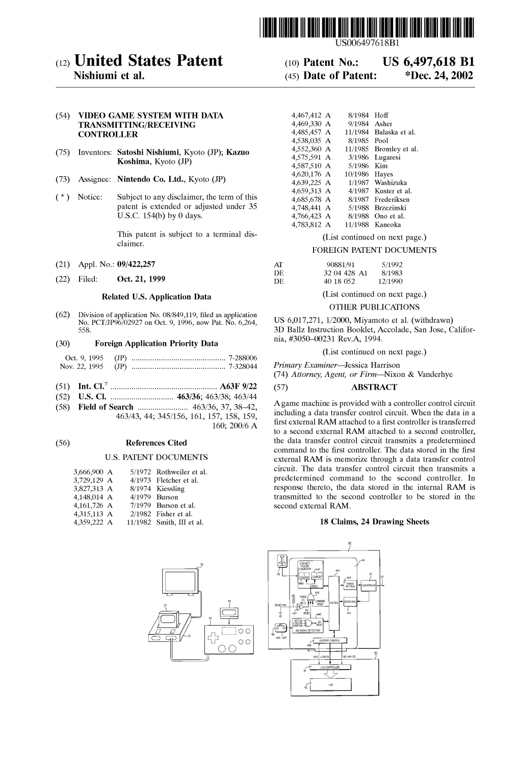 (12) United States Patent (10) Patent No.: US 6,497,618 B1 Nishiumi Et Al