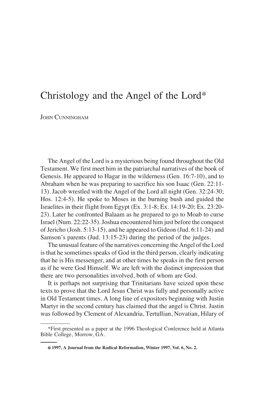 Christology and the Angel of the Lord 3