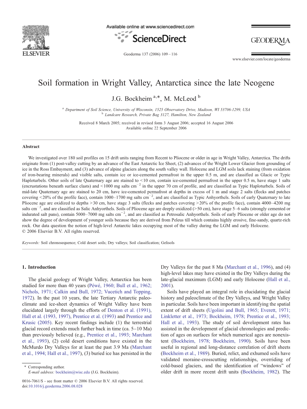 Soil Formation in Wright Valley, Antarctica Since the Late Neogene ⁎ J.G