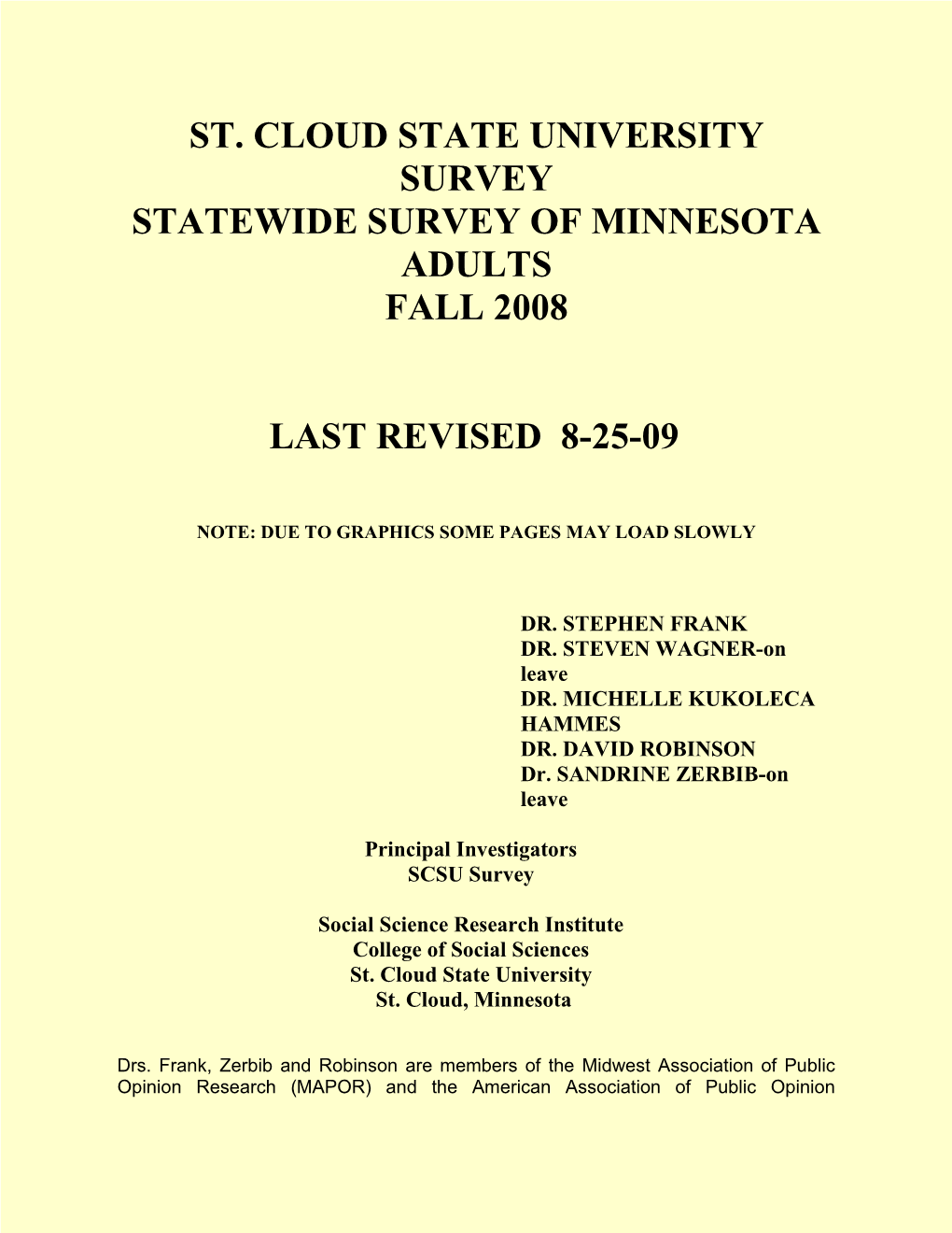 Fall 2008 Statewide Survey