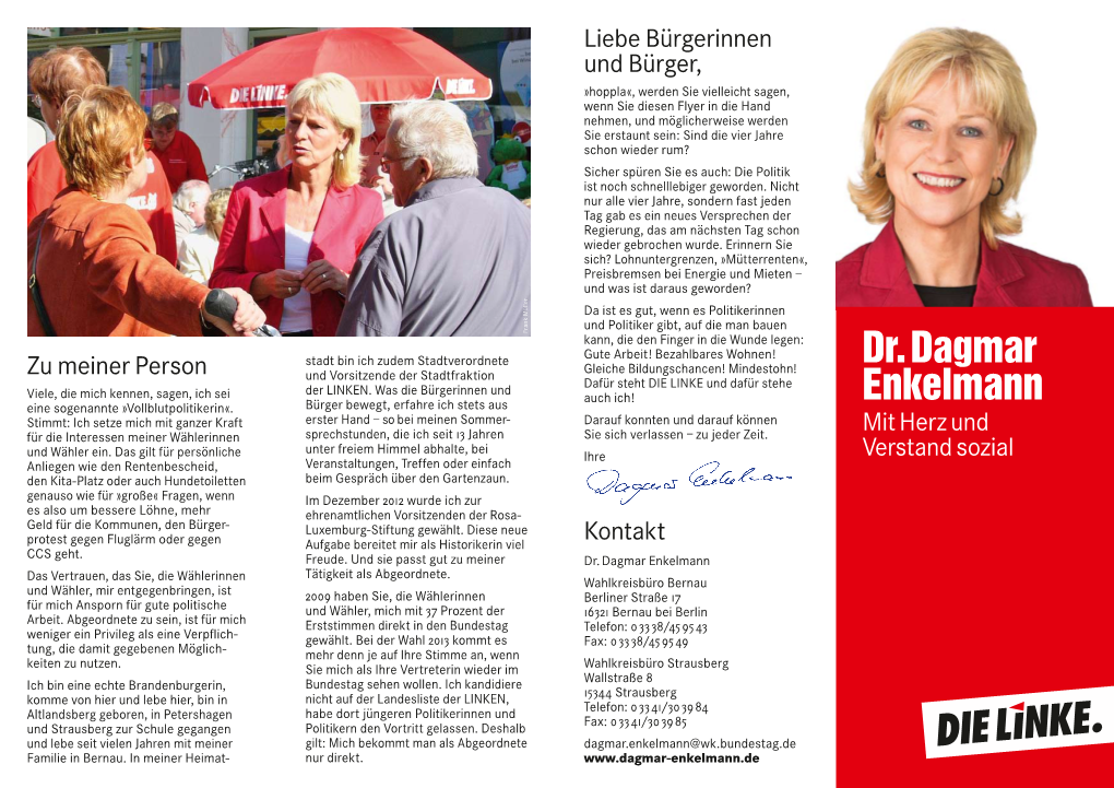 Dr. Dagmar Enkelmann Das Vertrauen, Das Sie, Die Wählerinnen Tätigkeit Als Abgeordnete
