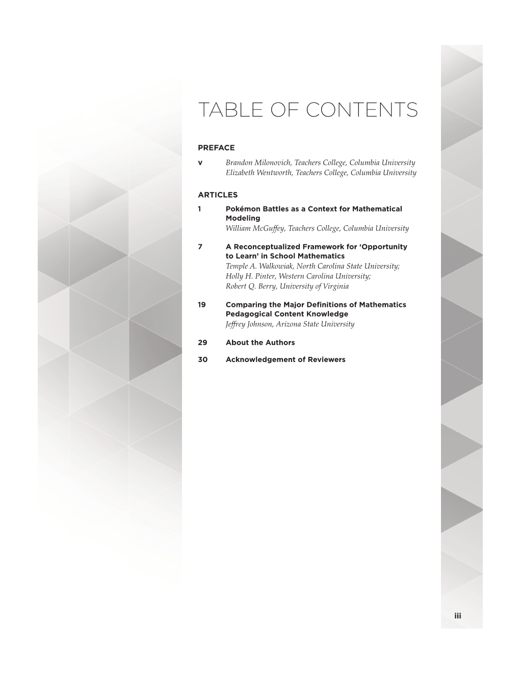 Table of Contents