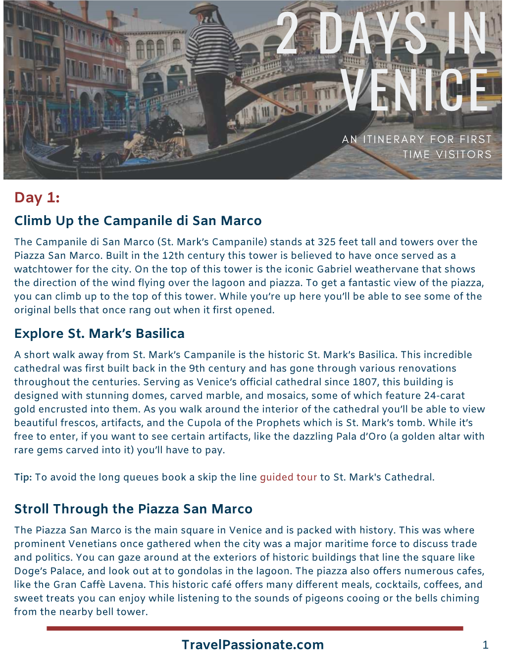 2 Days in Venice Itinerary