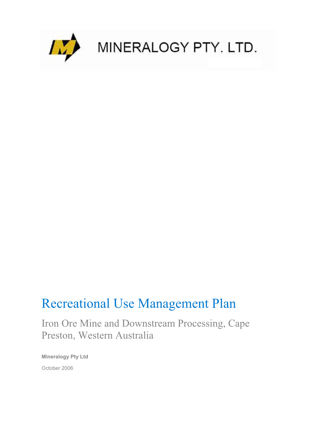 Recreational Use Management Plan