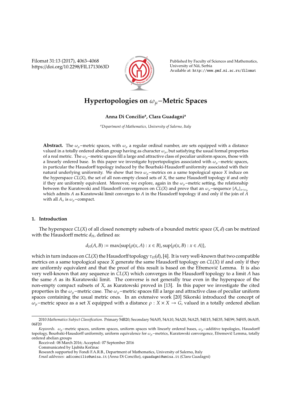 Hypertopologies on Ωµ −Metric Spaces