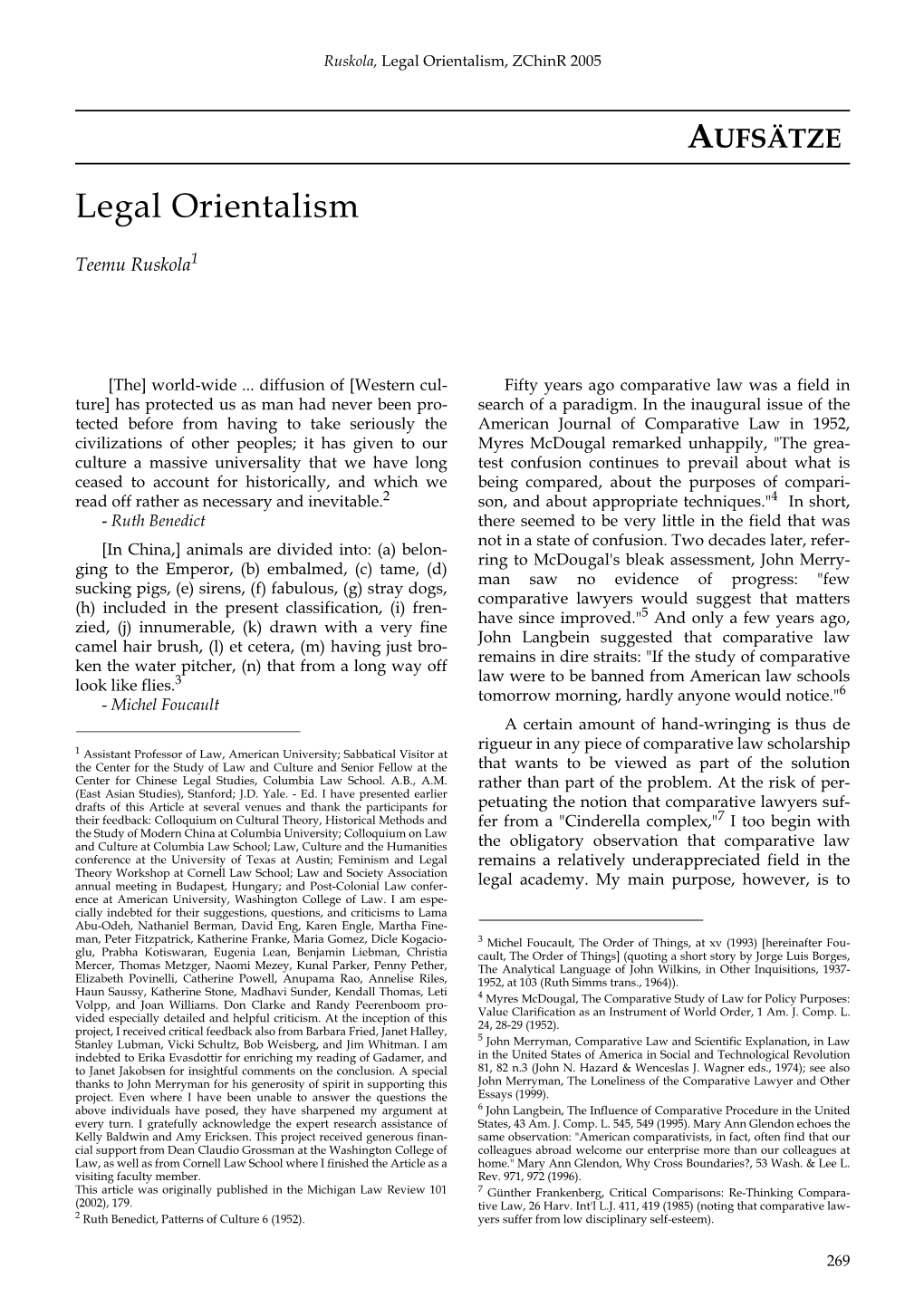 Legal Orientalism, Zchinr 2005