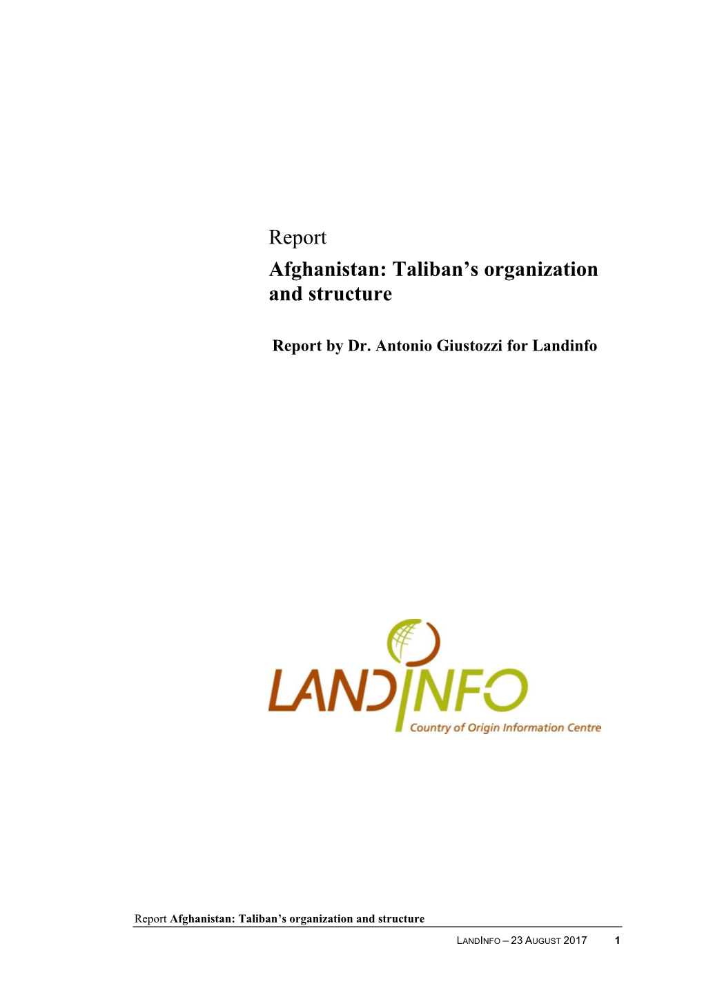 Landinfo Report Afghanistan Taliban's Organization and Structure