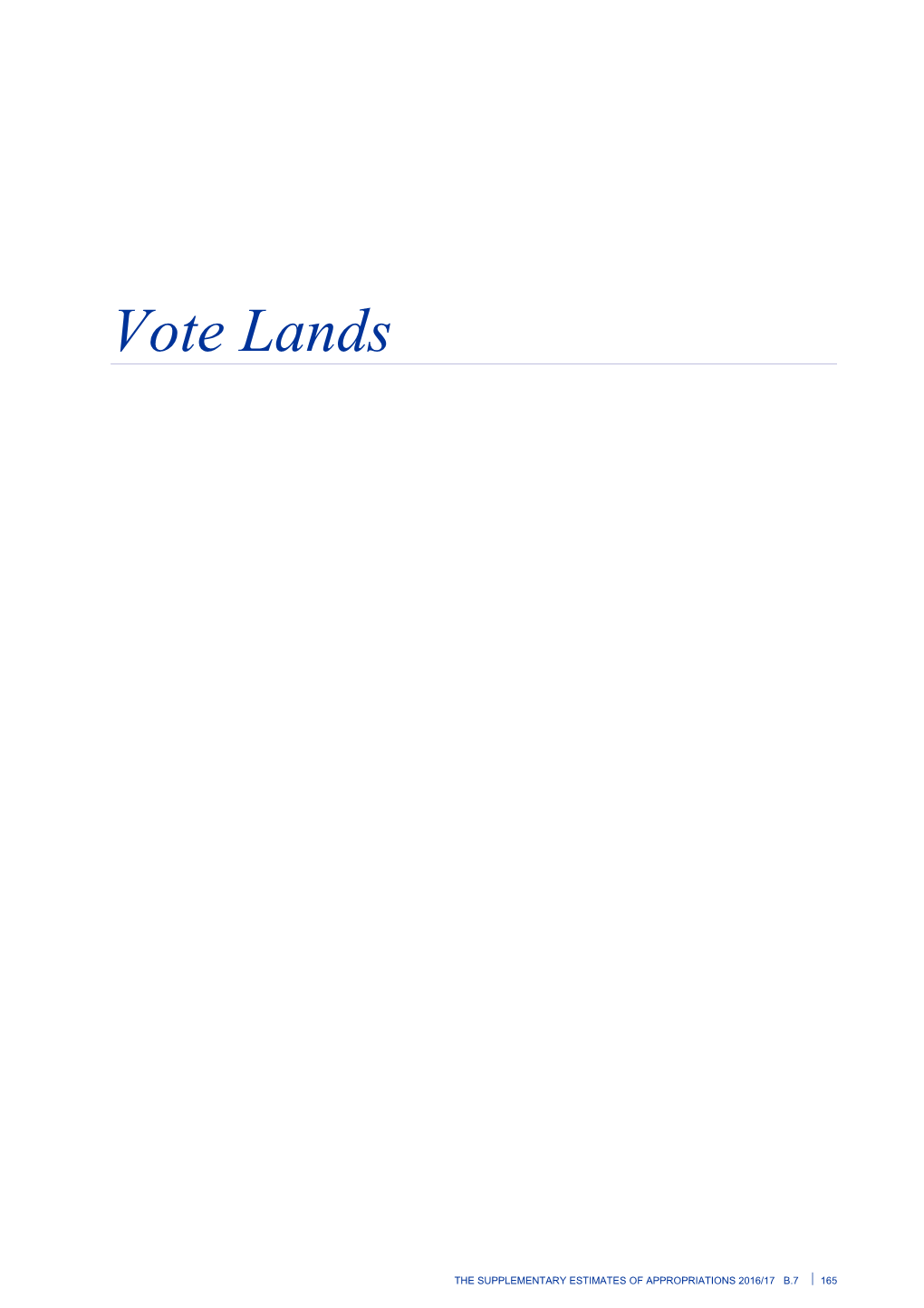 Vote Lands - Supplementary Estimates of Appropriations 2016/17 - Budget 2017