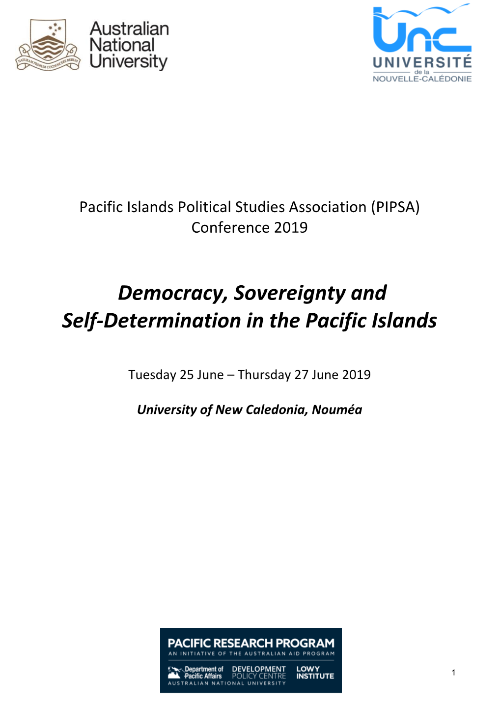 Democracy, Sovereignty and Self-Determination in the Pacific Islands