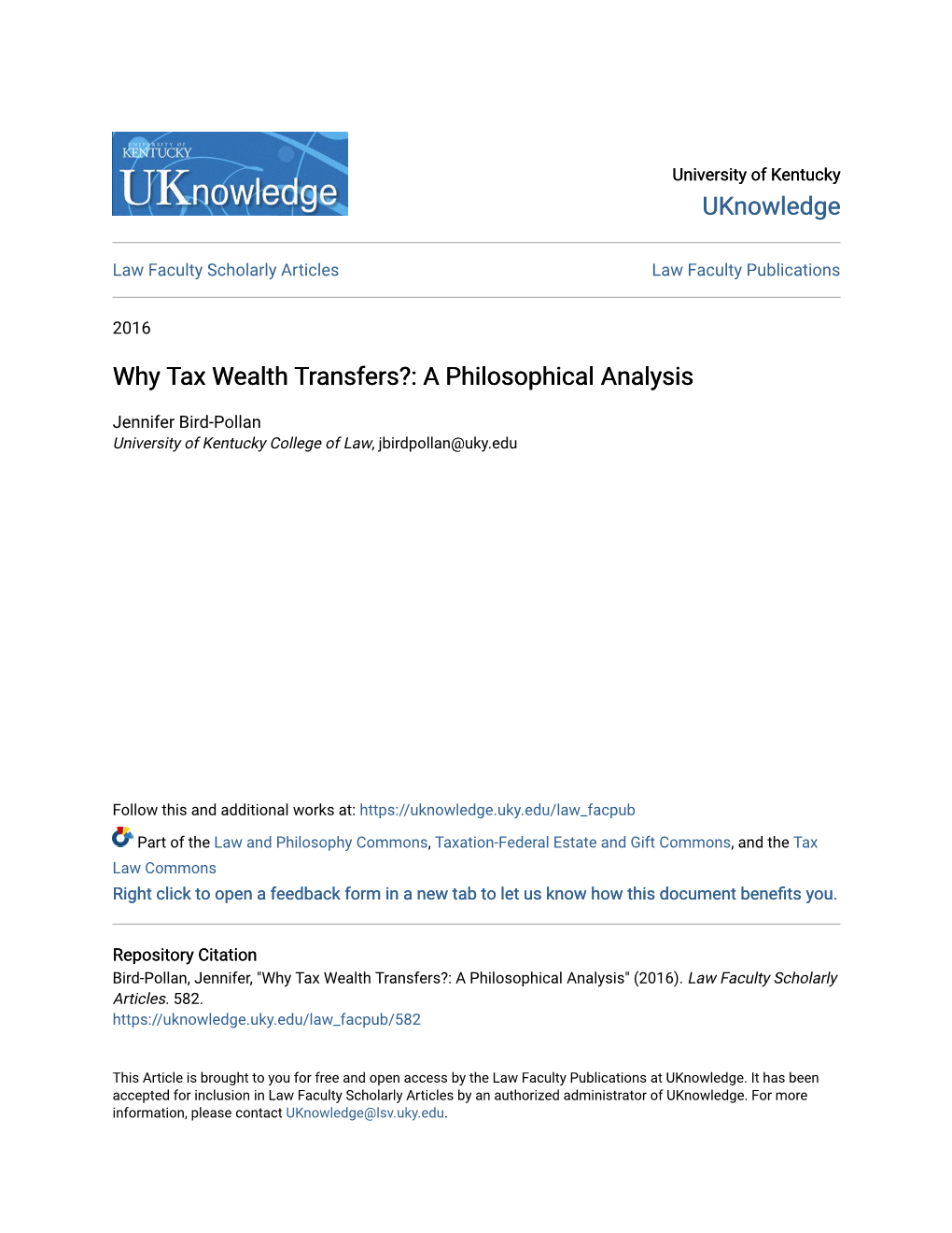 Why Tax Wealth Transfers?: a Philosophical Analysis