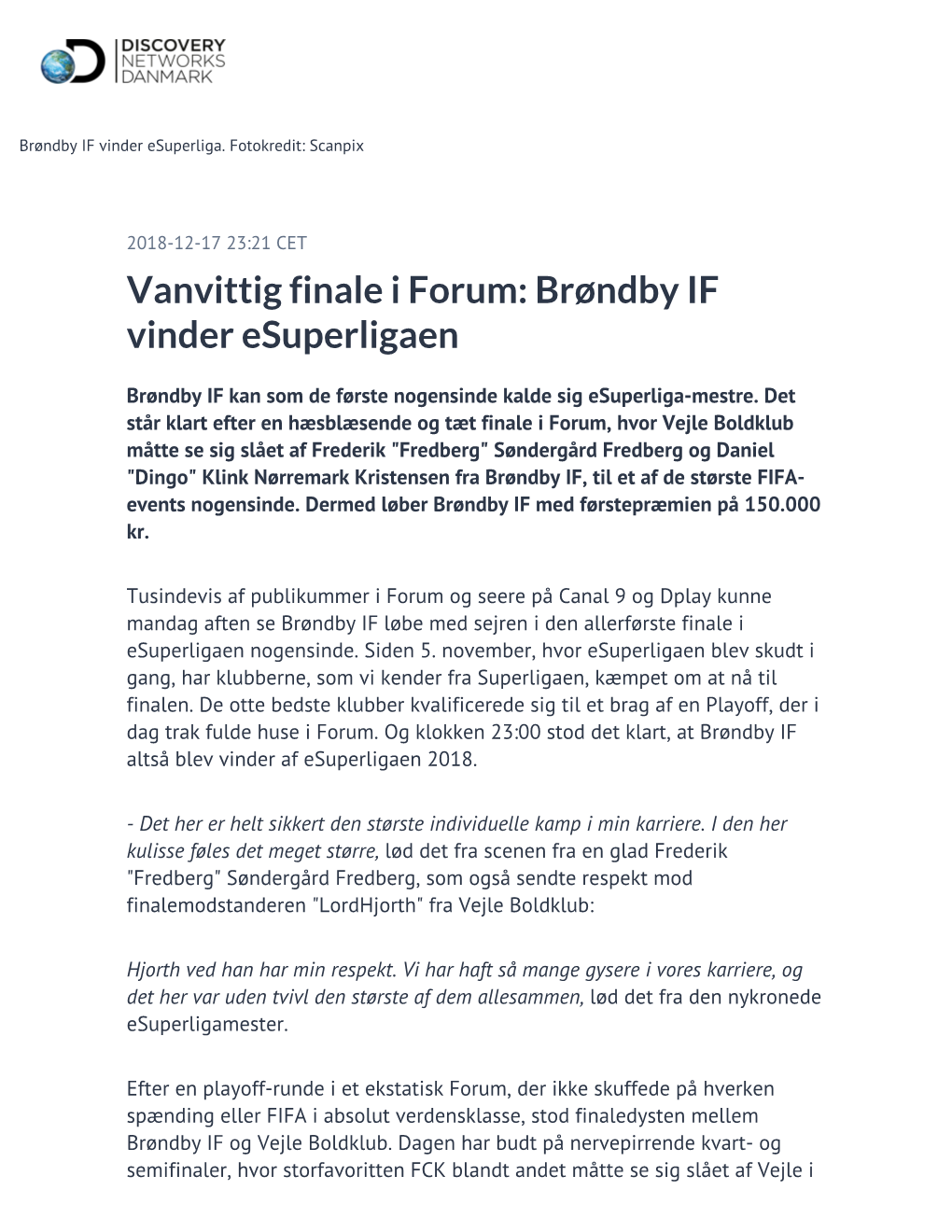 Vanvittig Finale I Forum: Brøndby IF Vinder Esuperligaen