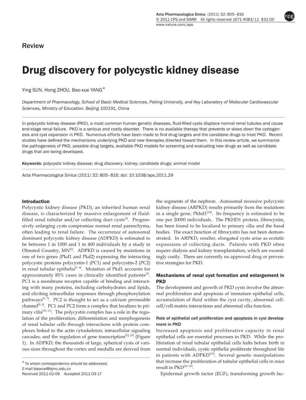 Drug Discovery for Polycystic Kidney Disease