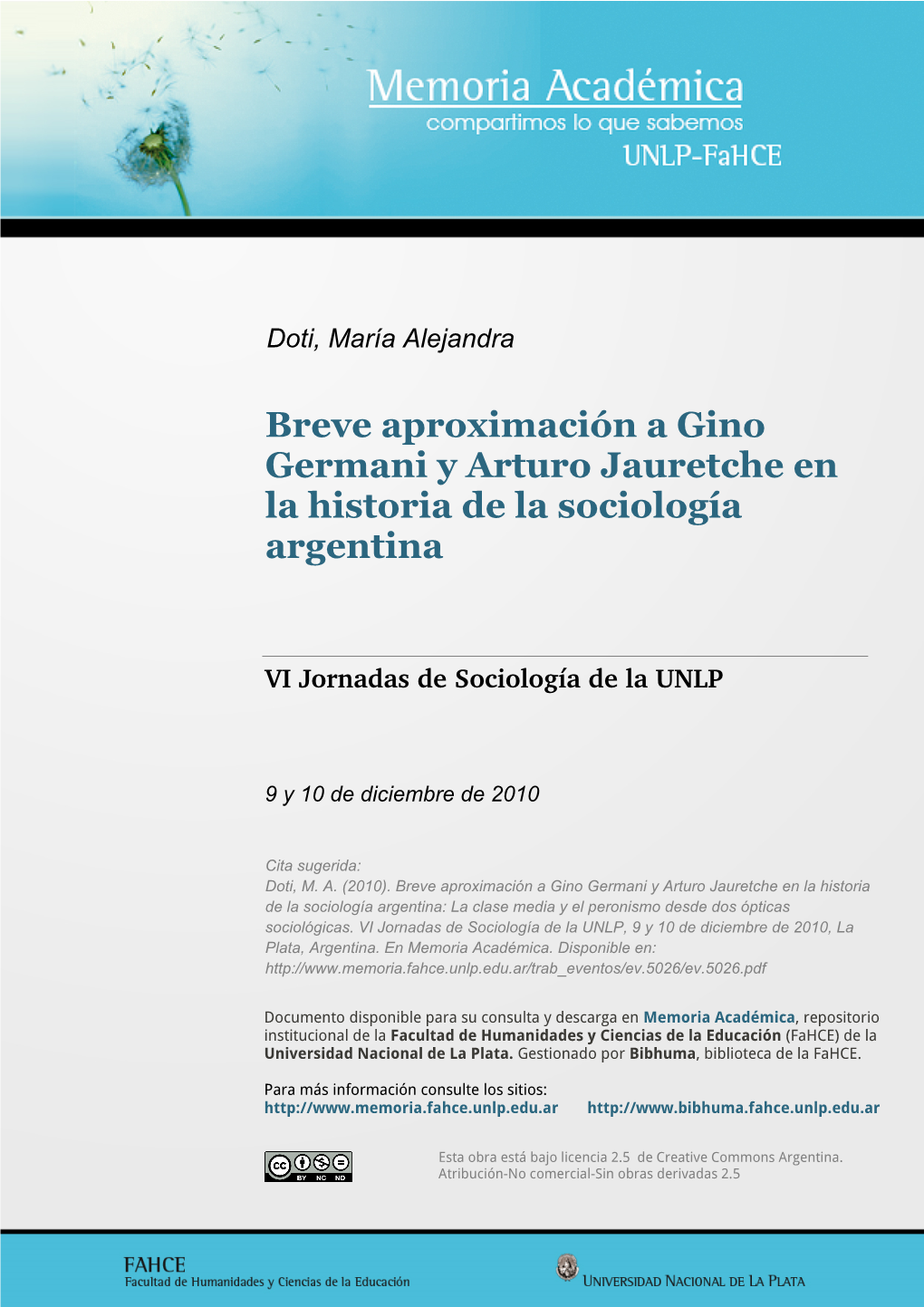 Breve Aproximación a Gino Germani Y Arturo Jauretche En La Historia De La Sociología Argentina