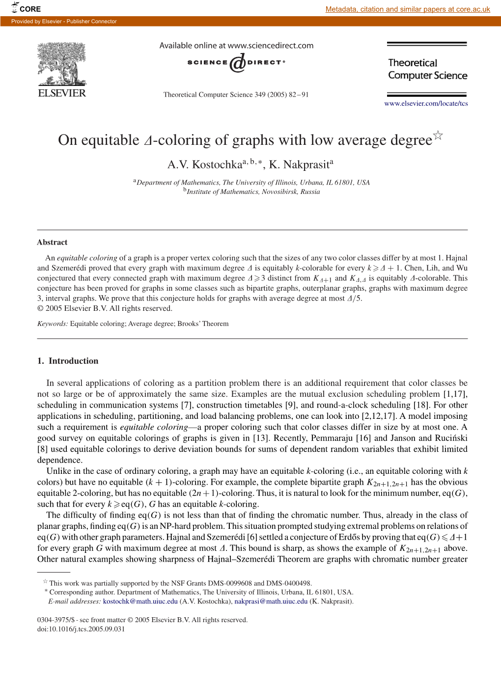 On Equitable -Coloring of Graphs with Low Average Degree