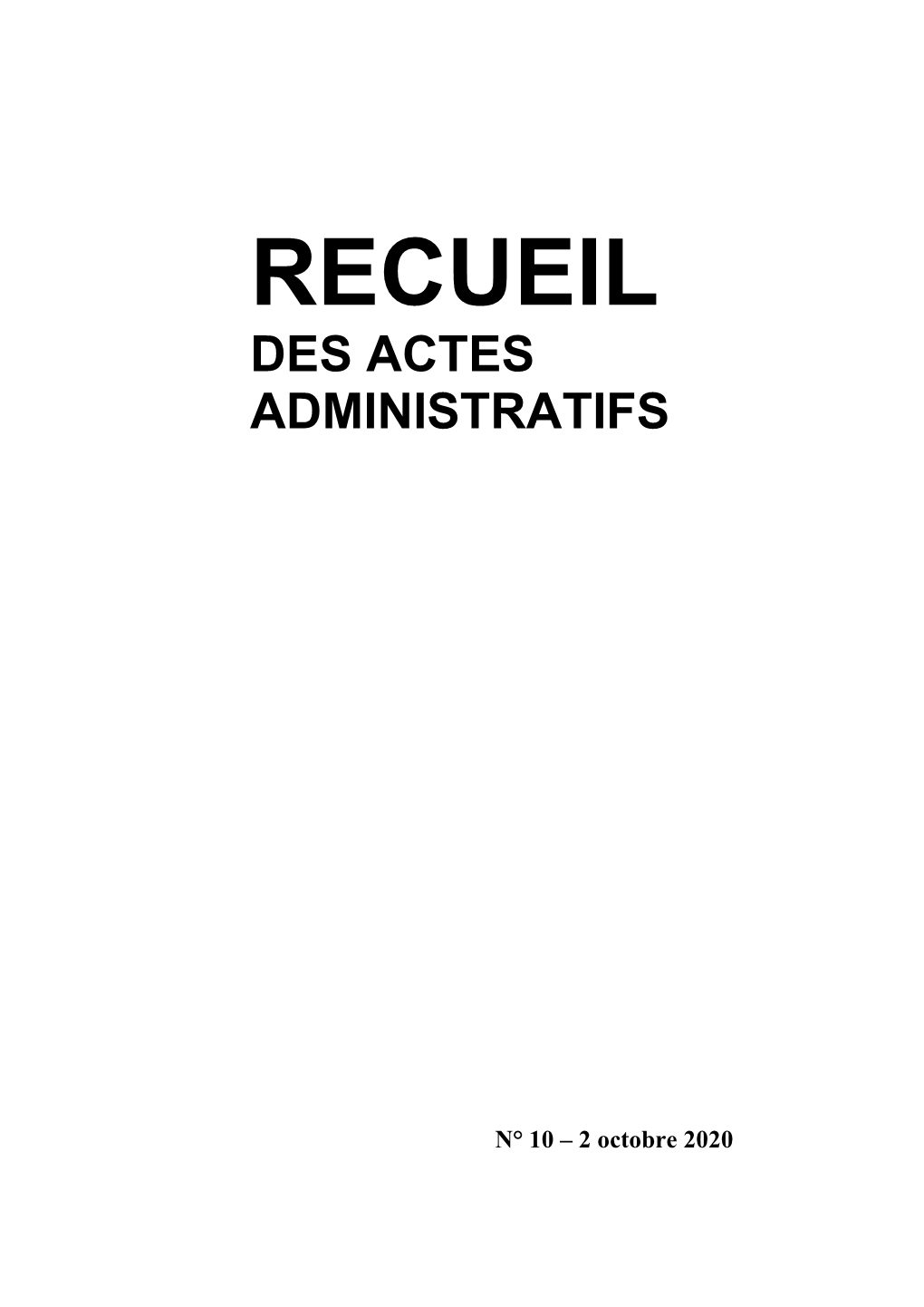 Recueil Des Actes Administratifs