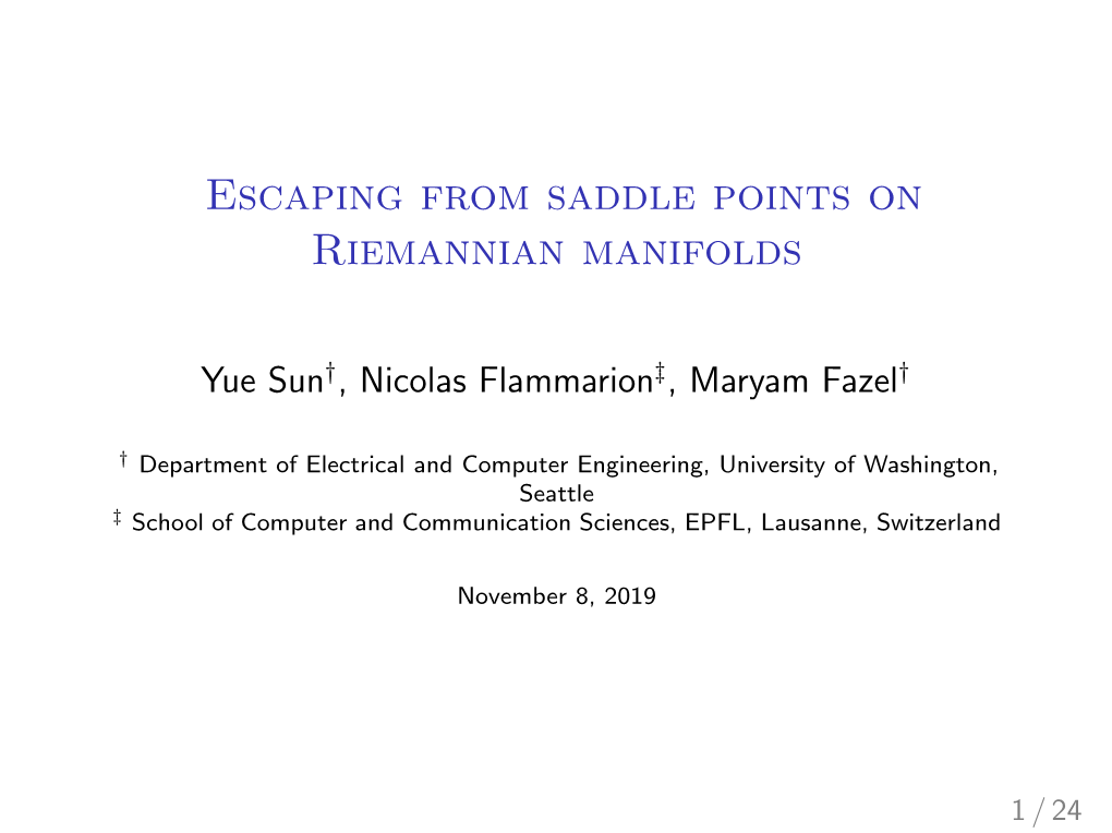 Escaping from Saddle Points on Riemannian Manifolds