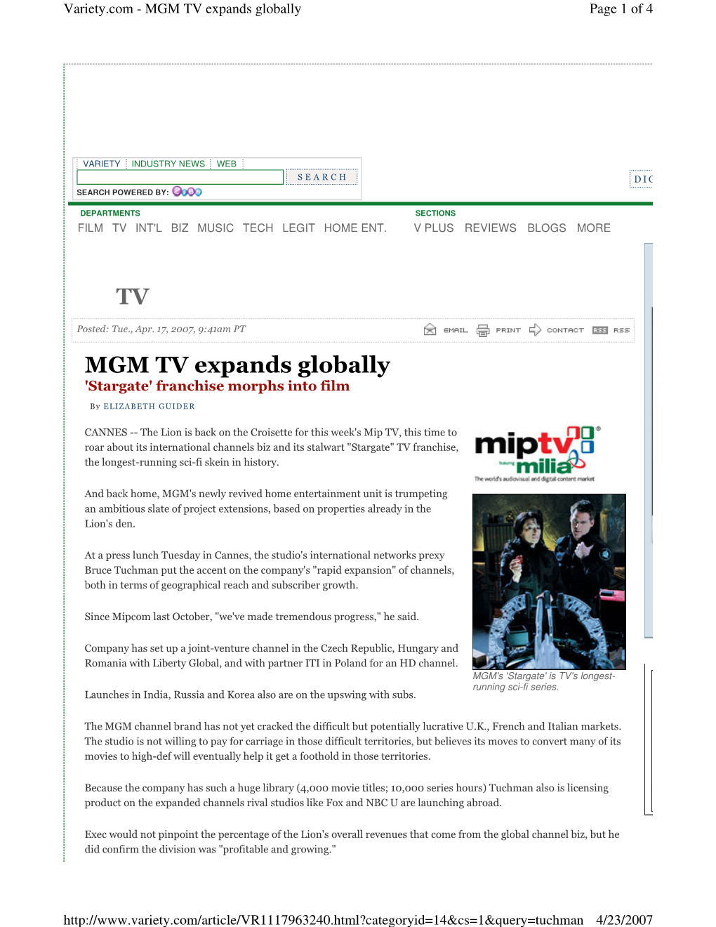 MGM TV Expands Globally TV